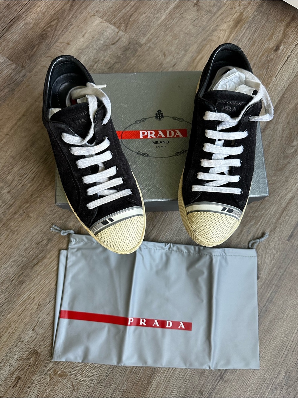 Prada Black Suede Sneakers